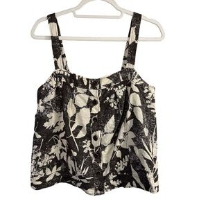 HD in Paris Anthropology Black and White Floral Button Down Blouse Size 8
